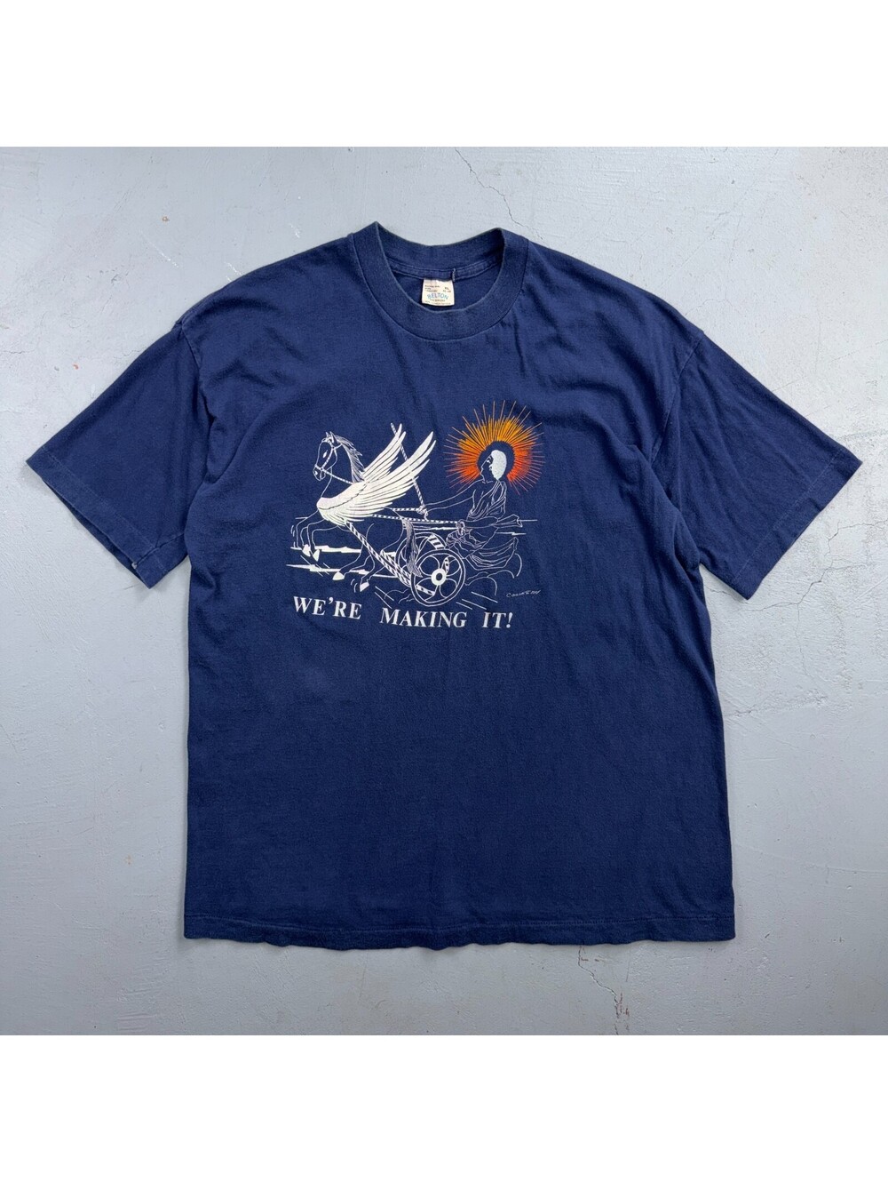 Vintage We're Making It Buddha Pegasus Graphic Tee Belton Single Stitch USA XL